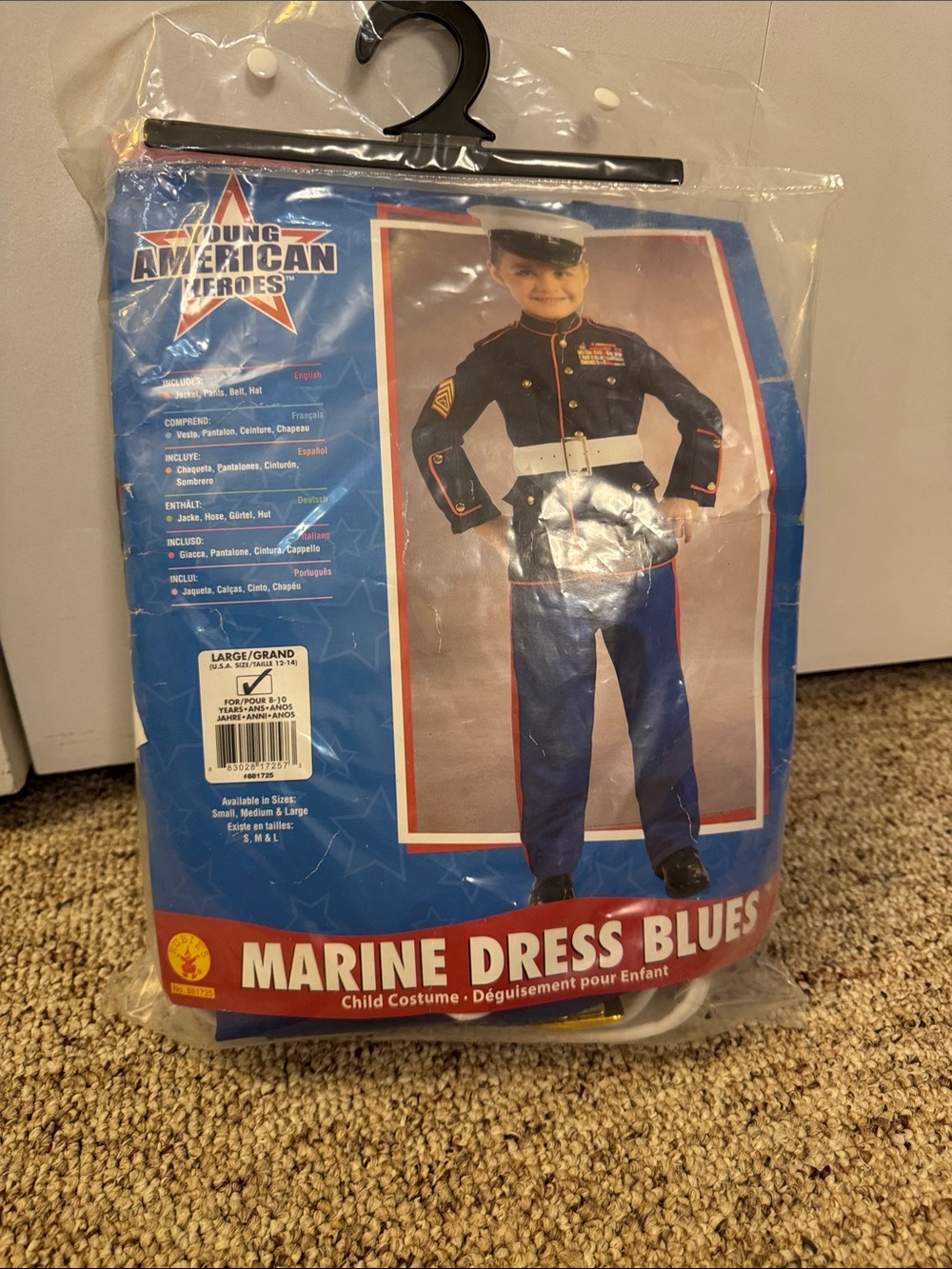 Marine Dress Blue Kids Costume - Black & Blue (large)